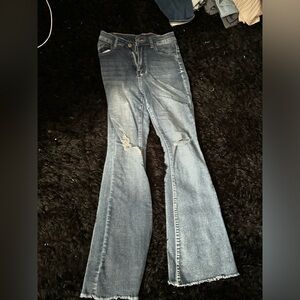 SHEIN dark washed flared jeans